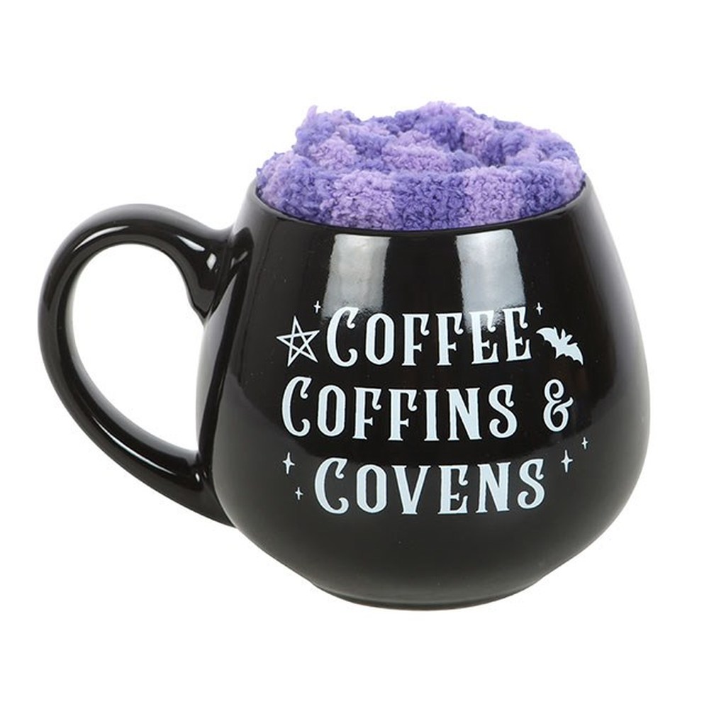 Something Different - Coffee Coffins & Covens Tasse et Chaussettes Ensemble - Noir